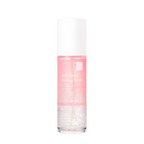 A clear bottle containing a pink-toned jelly textured toner, with a white pump dispenser.