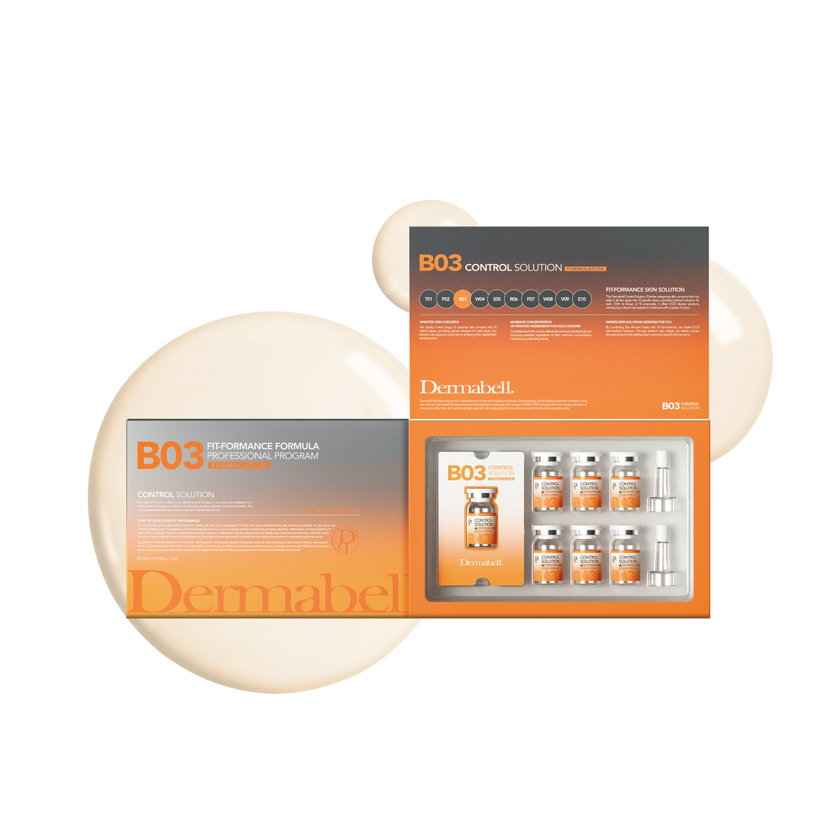 Dermablend B03 Control Solution packaging with applicator on a white background