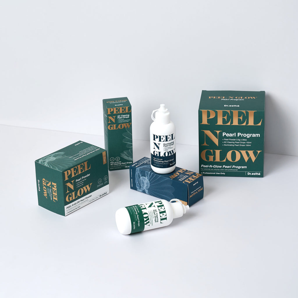PEEL N GLOW skincare products on a white background